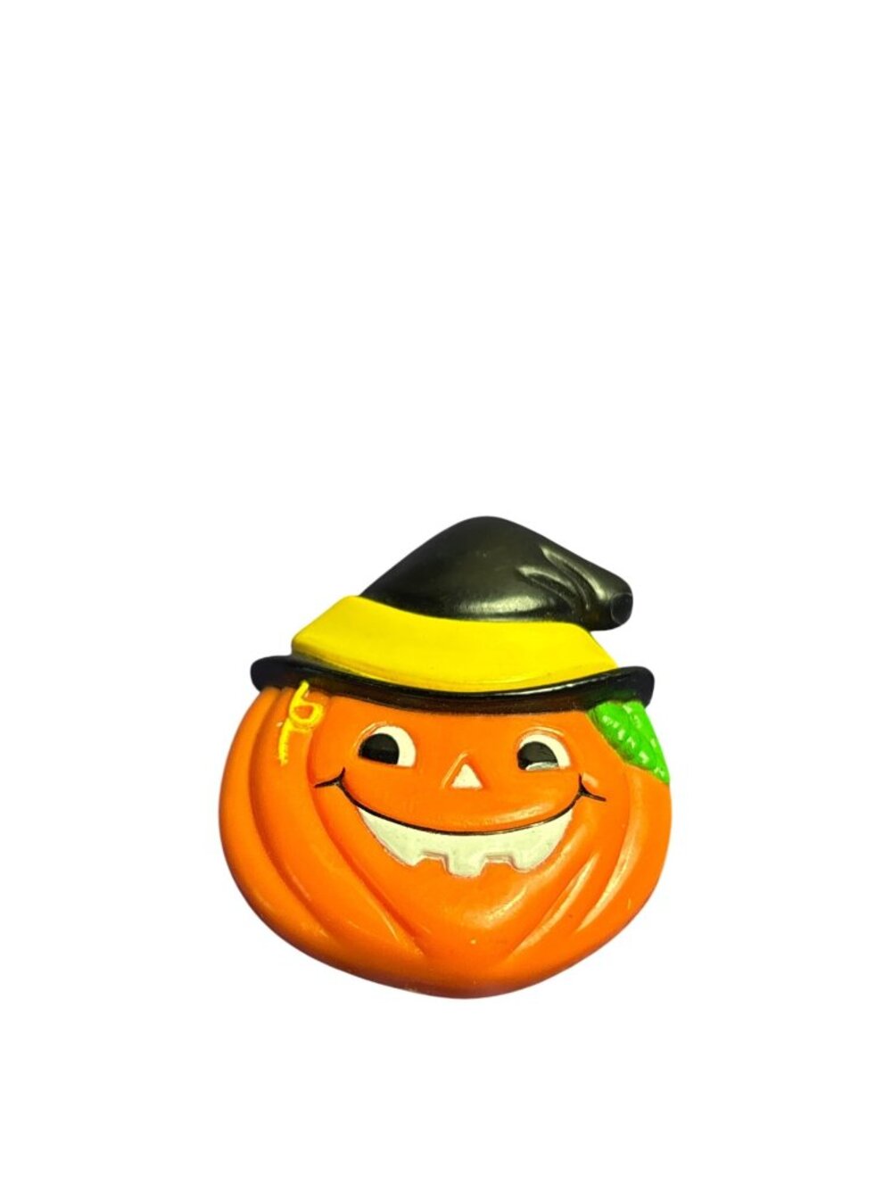 Vintage 80s Russ Plastic Halloween Brooch Pin Jack O Lantern Witch Hat C Clasp